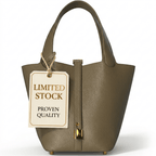 Leather Bucket Bag with Drawstring Pouch – Leather Satchel, Everyday Handbag with Mini Lock Design - Che Cose Belle