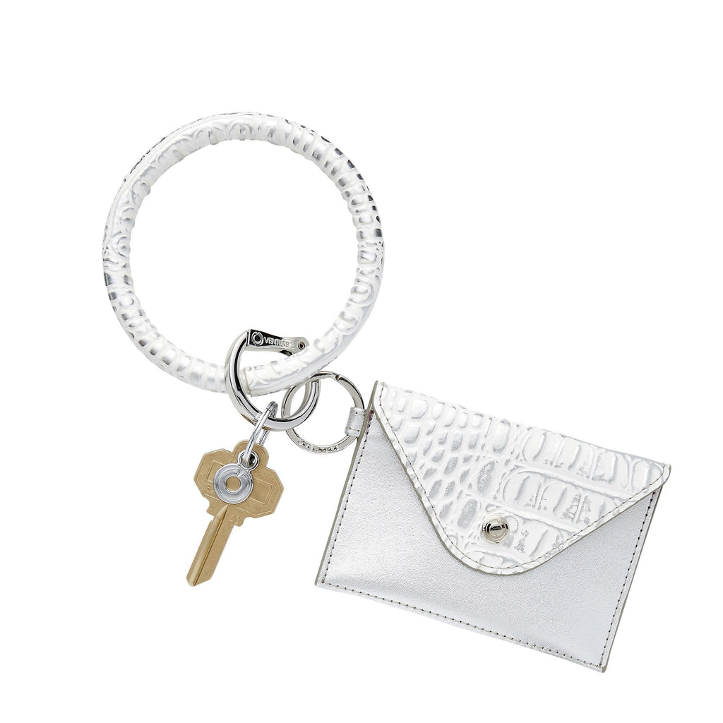 Keychain Wallet — Silver Leather Envelope Wallet