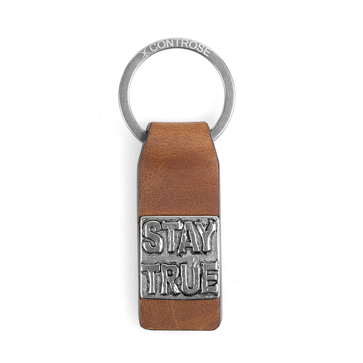 Leather Keychain Stay True Engraved Message Gift For Him