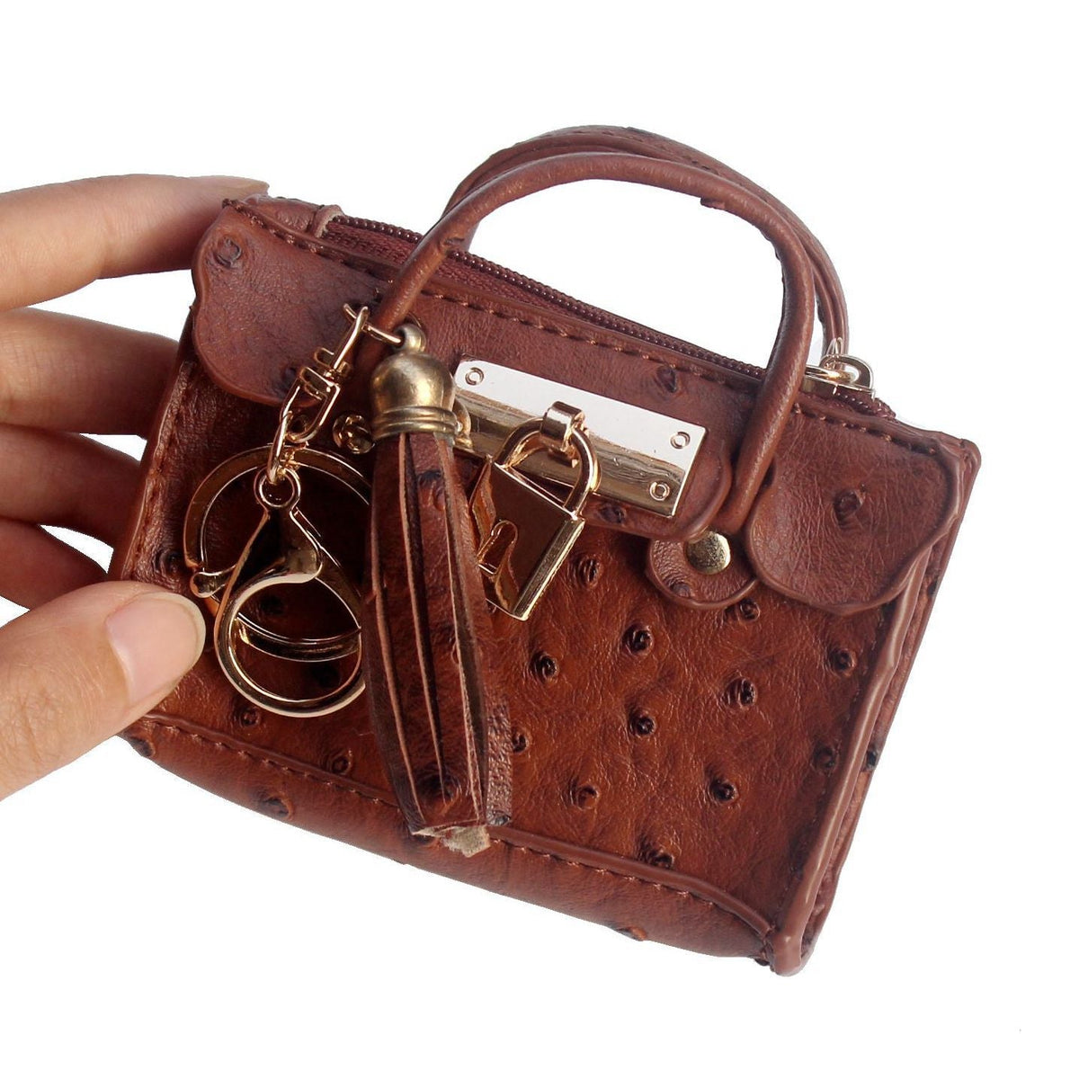 Leather Solid Color Fashion Tassel Mini Handbag - Che Cose Belle