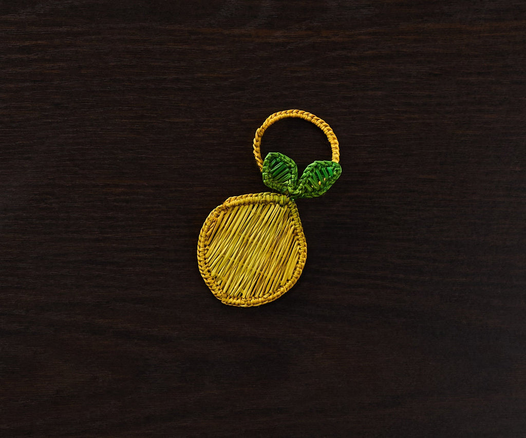 Lemon Napkin Ring – 3.5” Handwoven Iraca Palm – Artisan Summer Table Decor from Colombia - Che Cose Belle