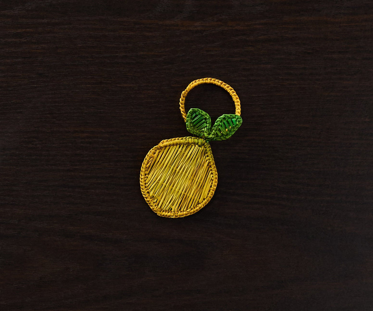Lemon Napkin Ring – 3.5” Handwoven Iraca Palm – Artisan Summer Table Decor from Colombia - Che Cose Belle