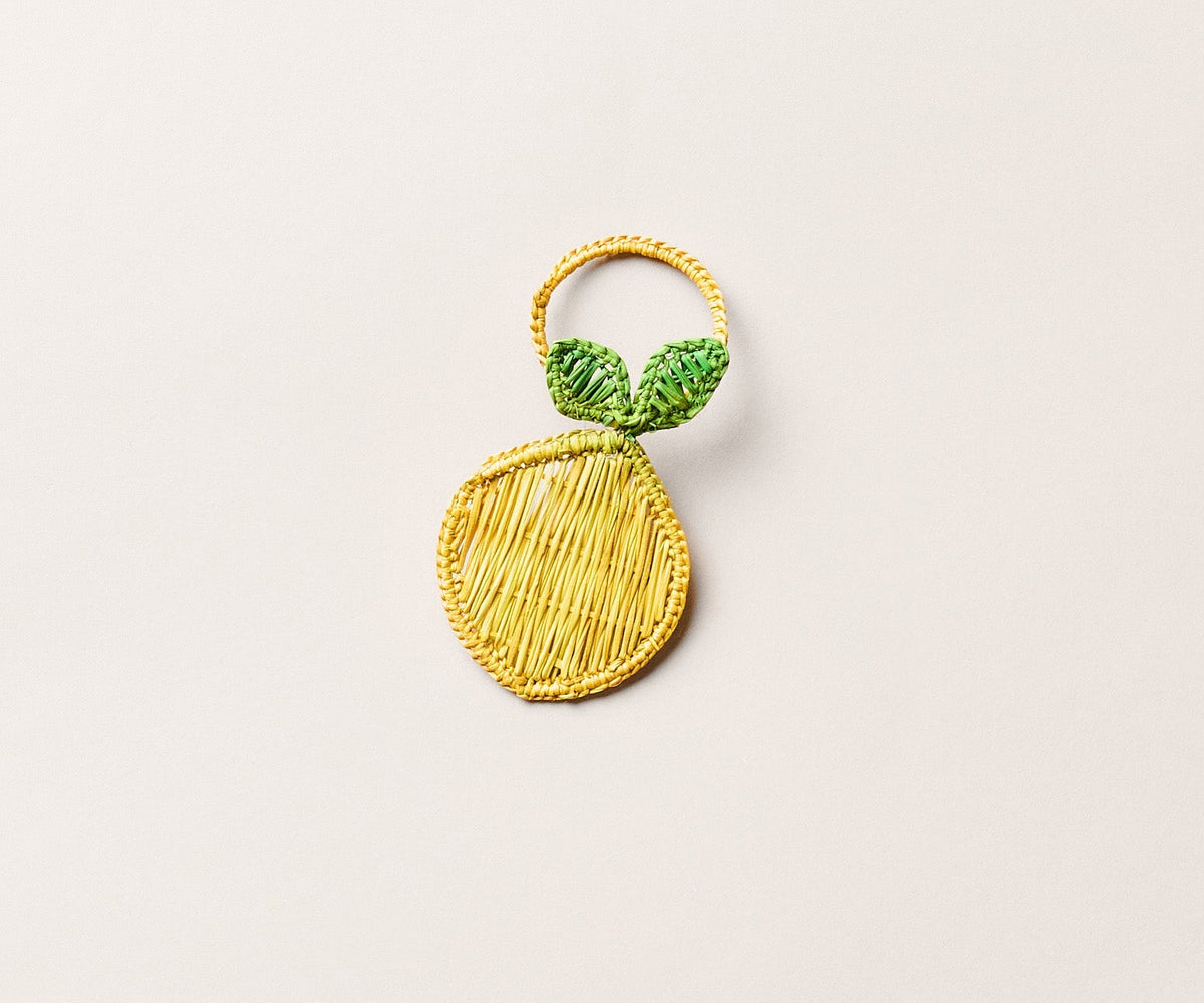 Lemon Napkin Ring – 3.5” Handwoven Iraca Palm – Artisan Summer Table Decor from Colombia - Che Cose Belle