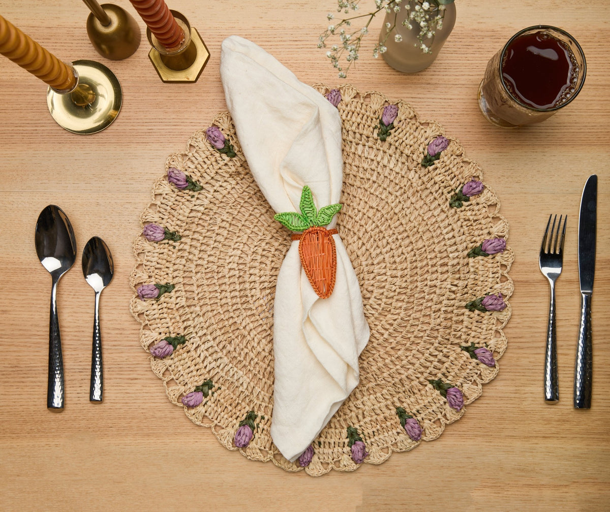 Lemon Napkin Ring – 3.5” Handwoven Iraca Palm – Artisan Summer Table Decor from Colombia - Che Cose Belle