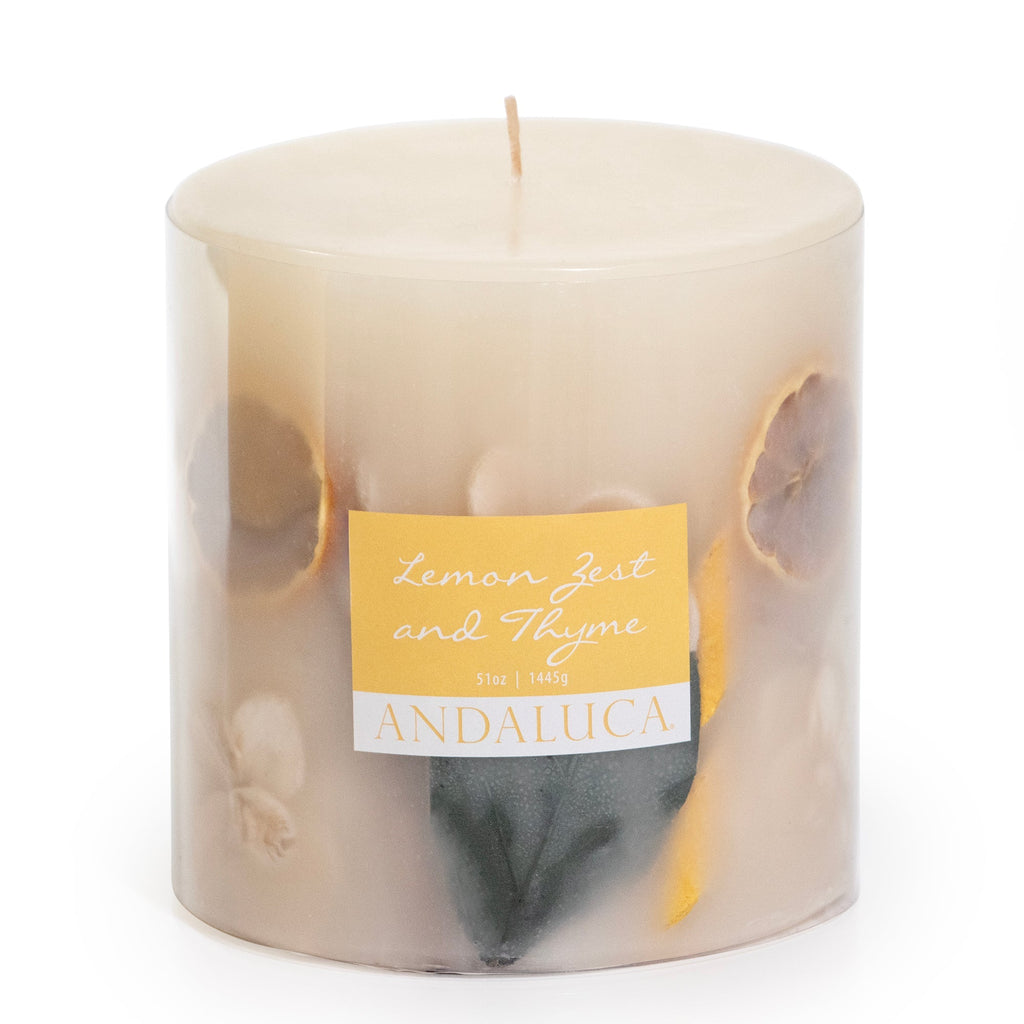 Lemon Zest & Thyme Botanical Pillar Candle - Che Cose Belle
