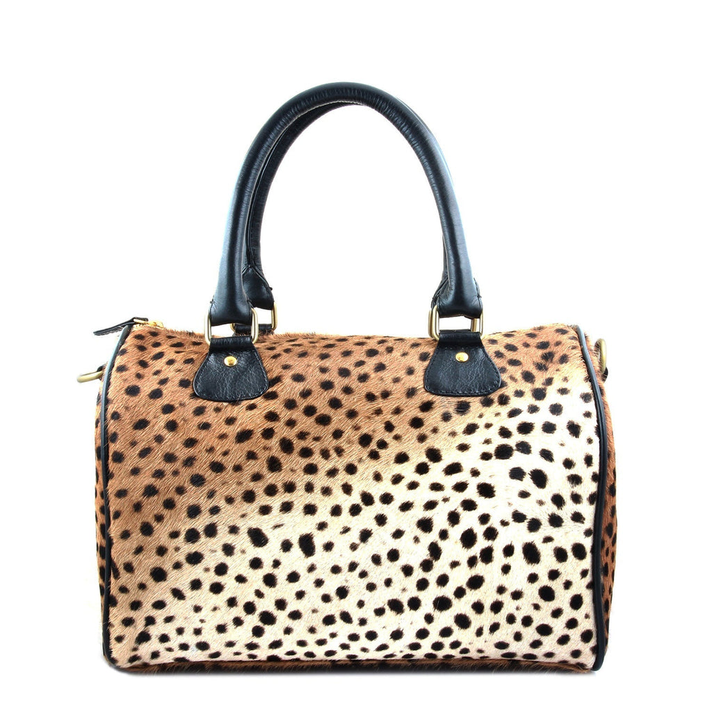 Leopard Leather Barrel Bag - Che Cose Belle