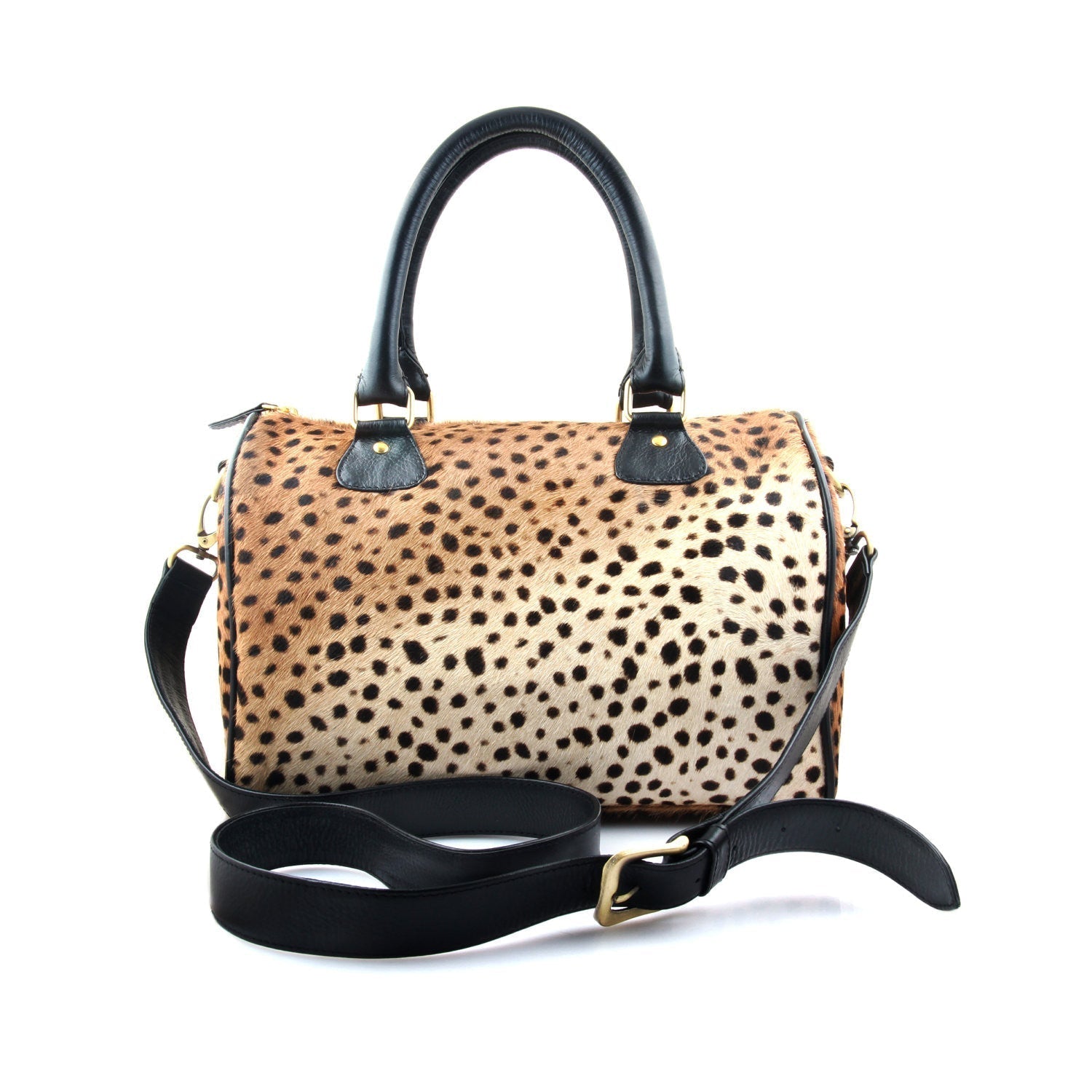 Leopard Leather Barrel Bag - Che Cose Belle