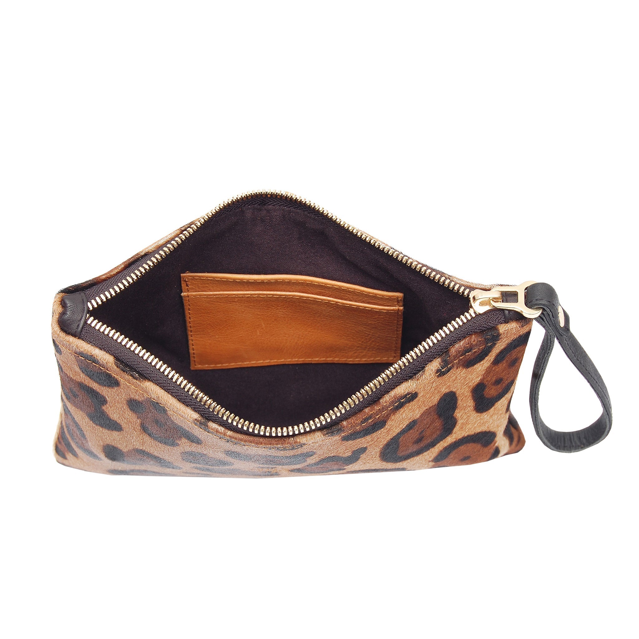 Leopard Leather Wristlet Clutch - Che Cose Belle