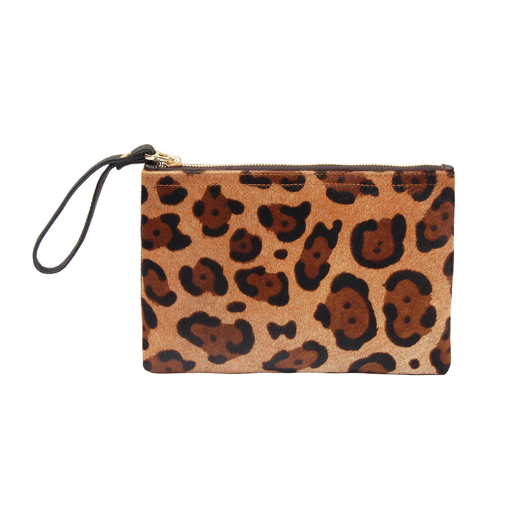 Leopard Leather Wristlet Clutch - Che Cose Belle