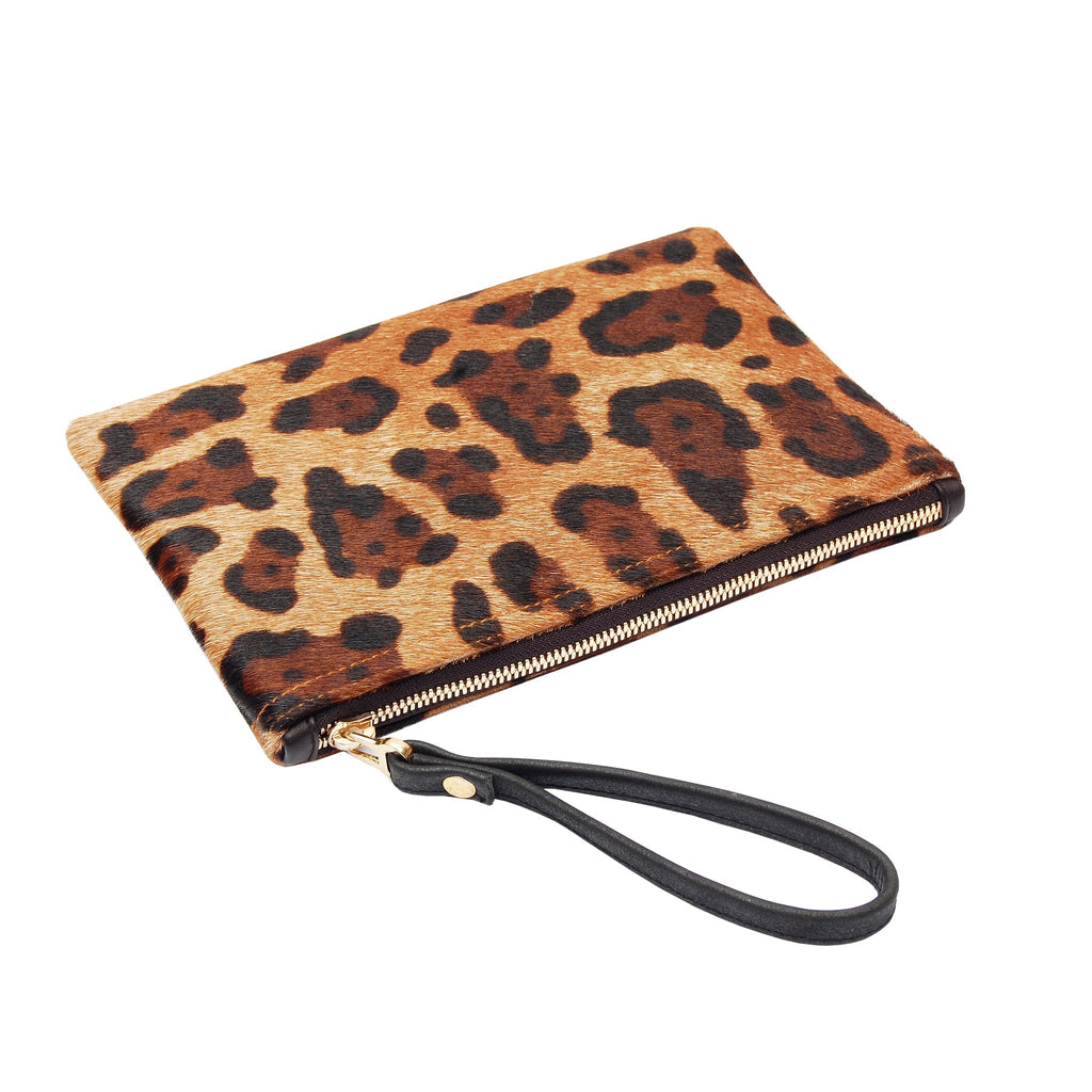Leopard Leather Wristlet Clutch - Che Cose Belle