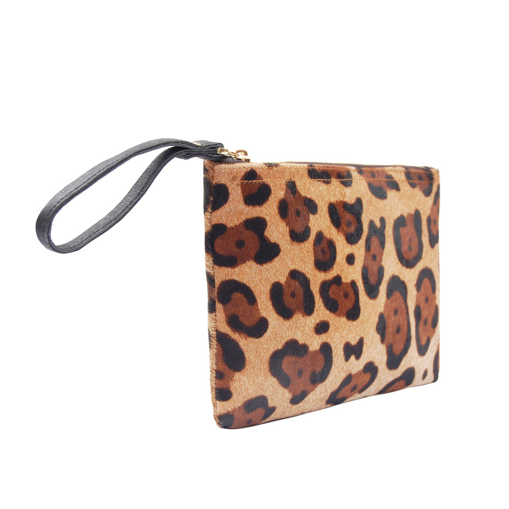 Leopard Leather Wristlet Clutch - Che Cose Belle