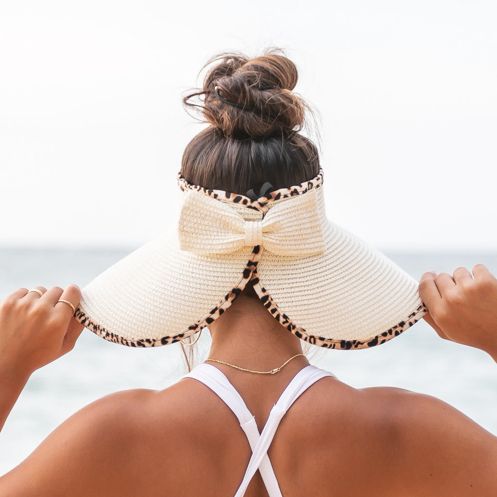 Leopard Trim Foldable Bow Visors - Che Cose Belle