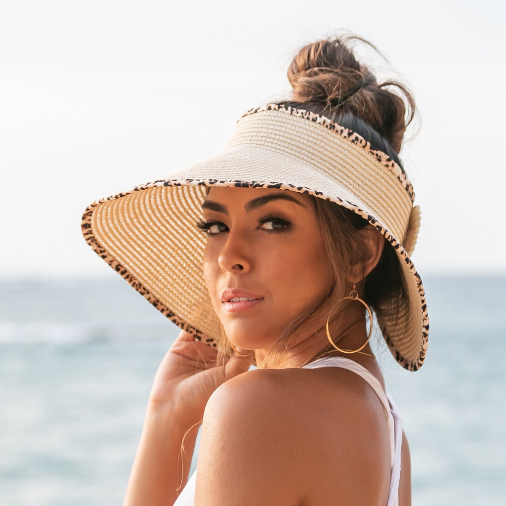 Leopard Trim Foldable Bow Visors - Che Cose Belle