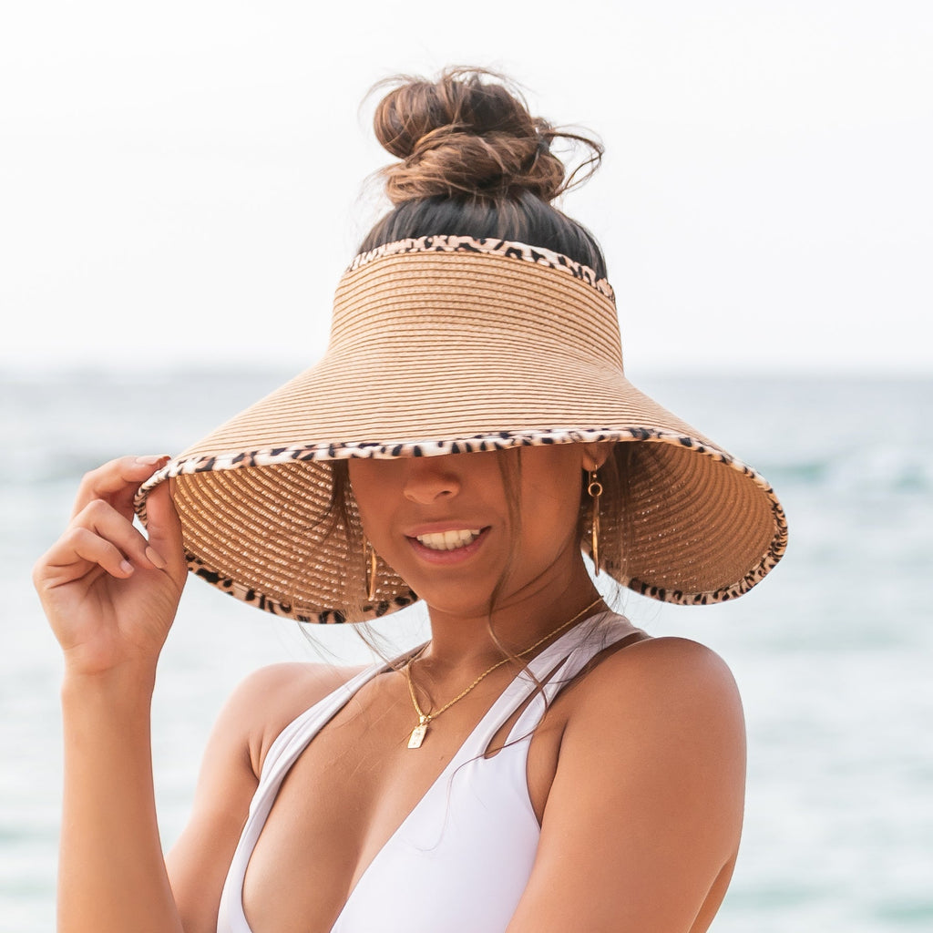 Leopard Trim Foldable Bow Visors - Che Cose Belle