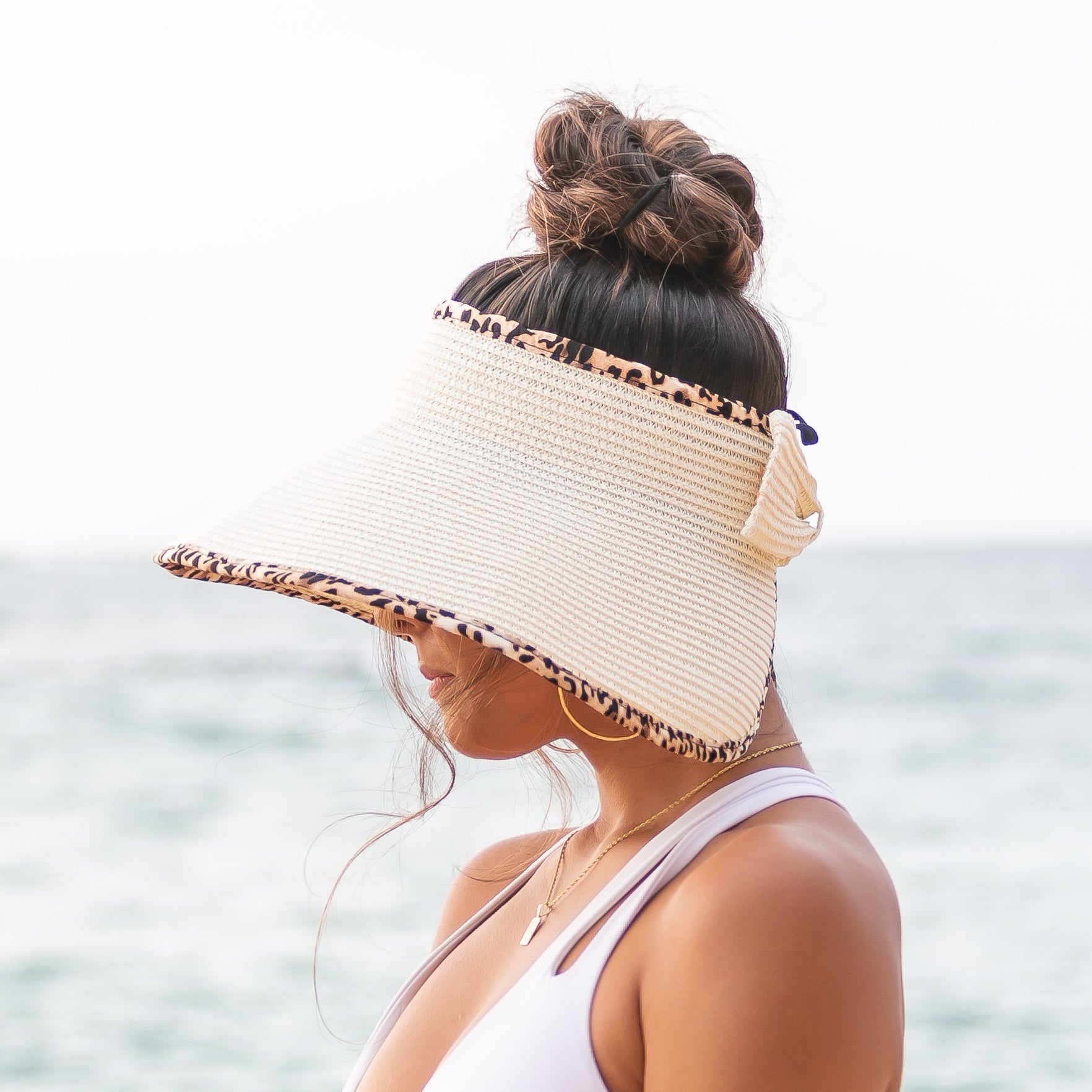 Leopard Trim Foldable Bow Visors - Che Cose Belle