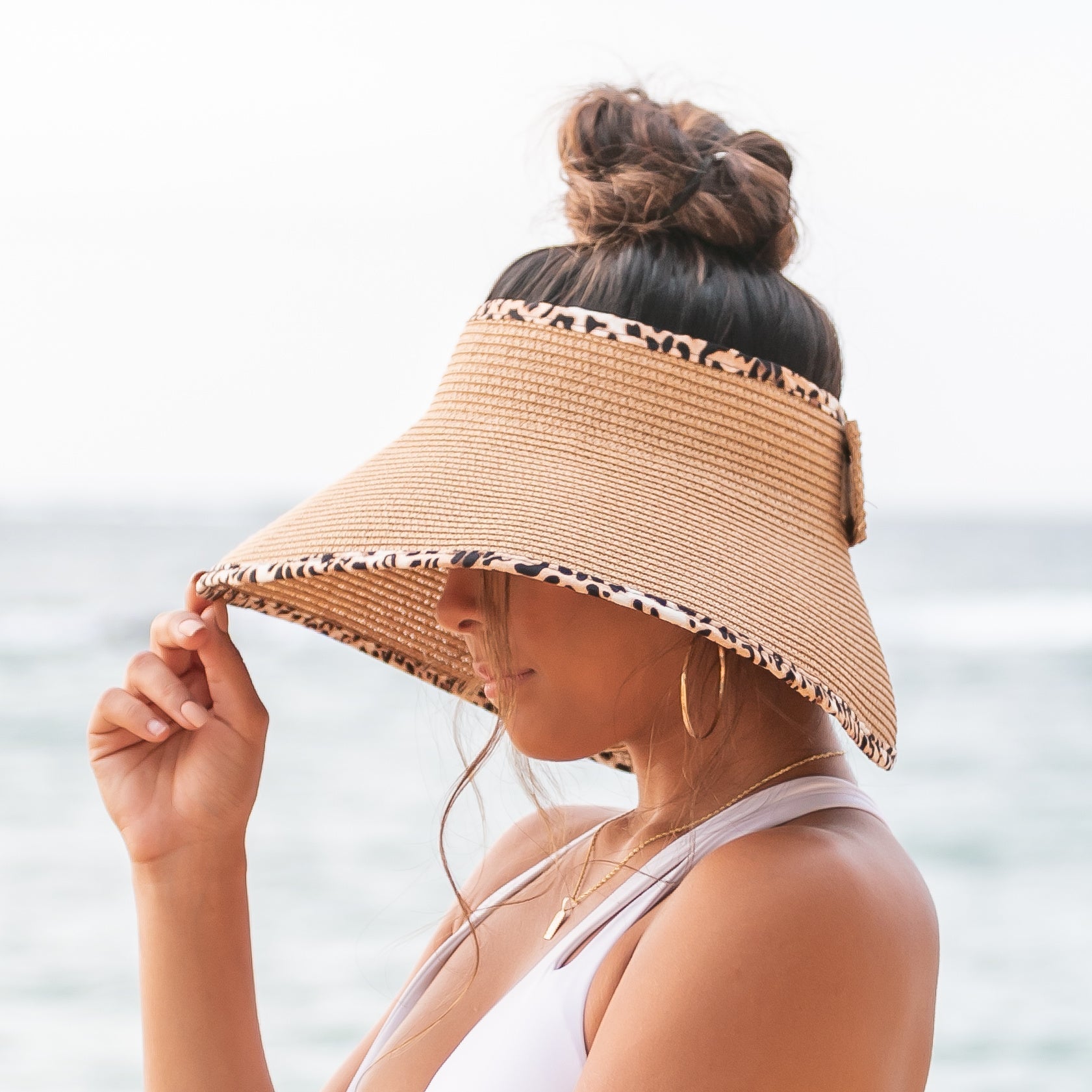 Leopard Trim Foldable Bow Visors - Che Cose Belle