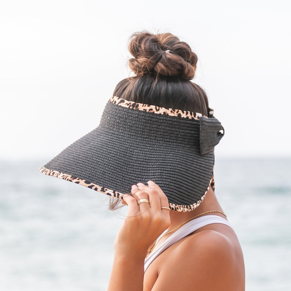 Leopard Trim Foldable Bow Visors - Che Cose Belle