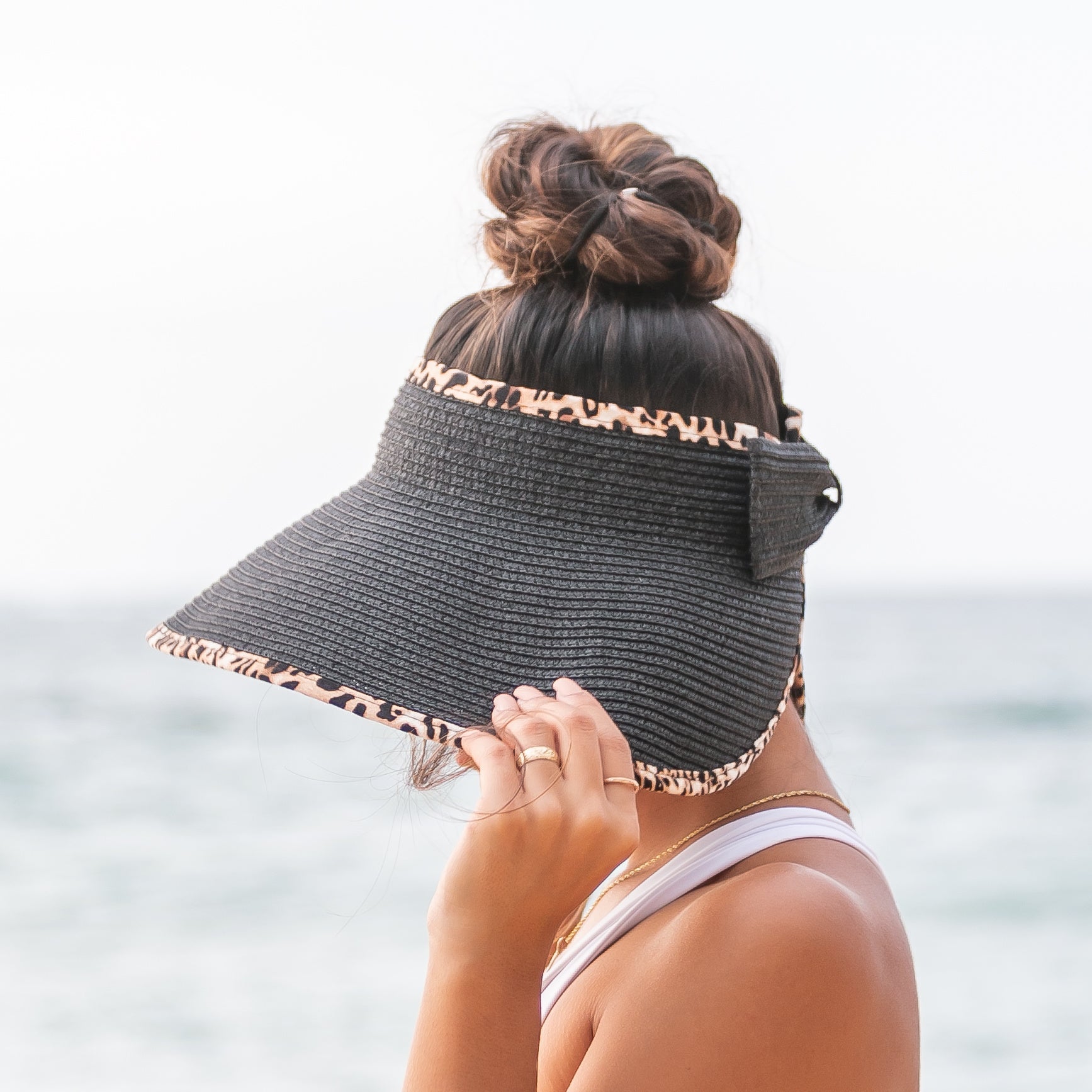 Leopard Trim Foldable Bow Visors - Che Cose Belle