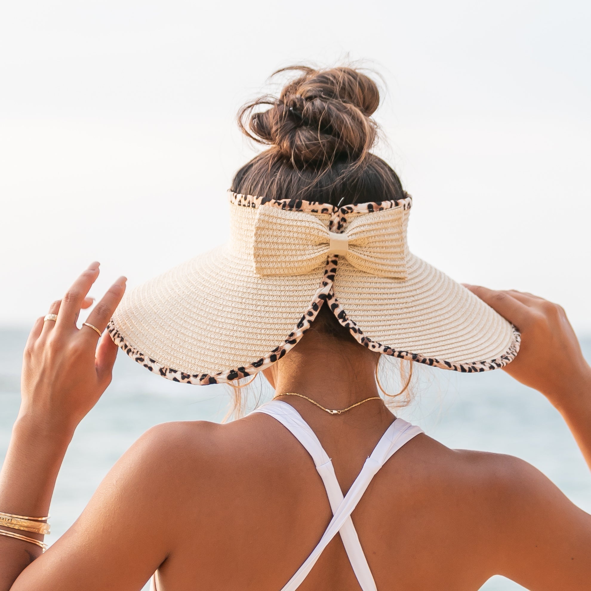 Leopard Trim Foldable Bow Visors - Che Cose Belle