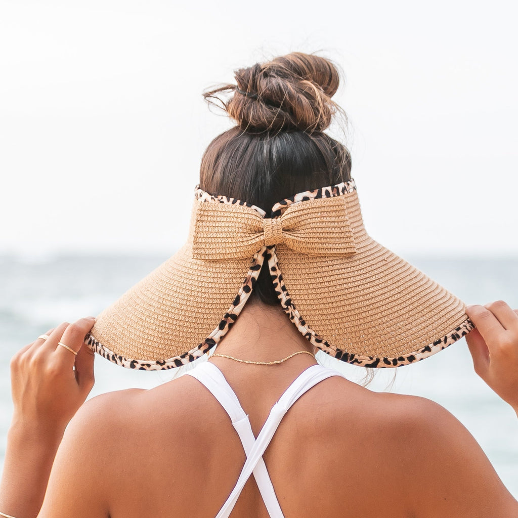 Leopard Trim Foldable Bow Visors - Che Cose Belle