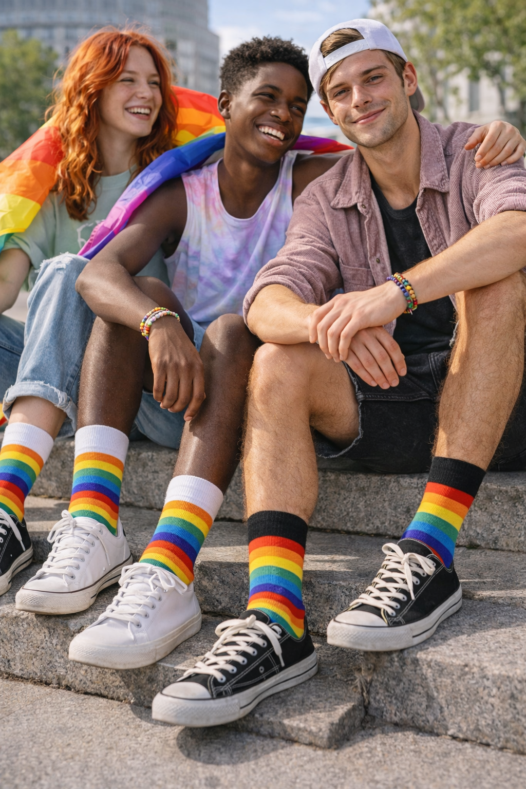 LGBTQ+ Pride Rainbow Crew Socks – For Every Identity | One Size Fits Most | Black or White | Pride Gift Socks - Che Cose Belle