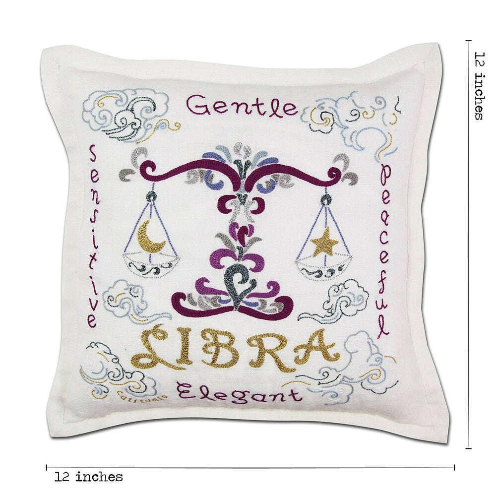 Libra Astrology Hand-Embroidered Pillow by Cat Studio - Che Cose Belle