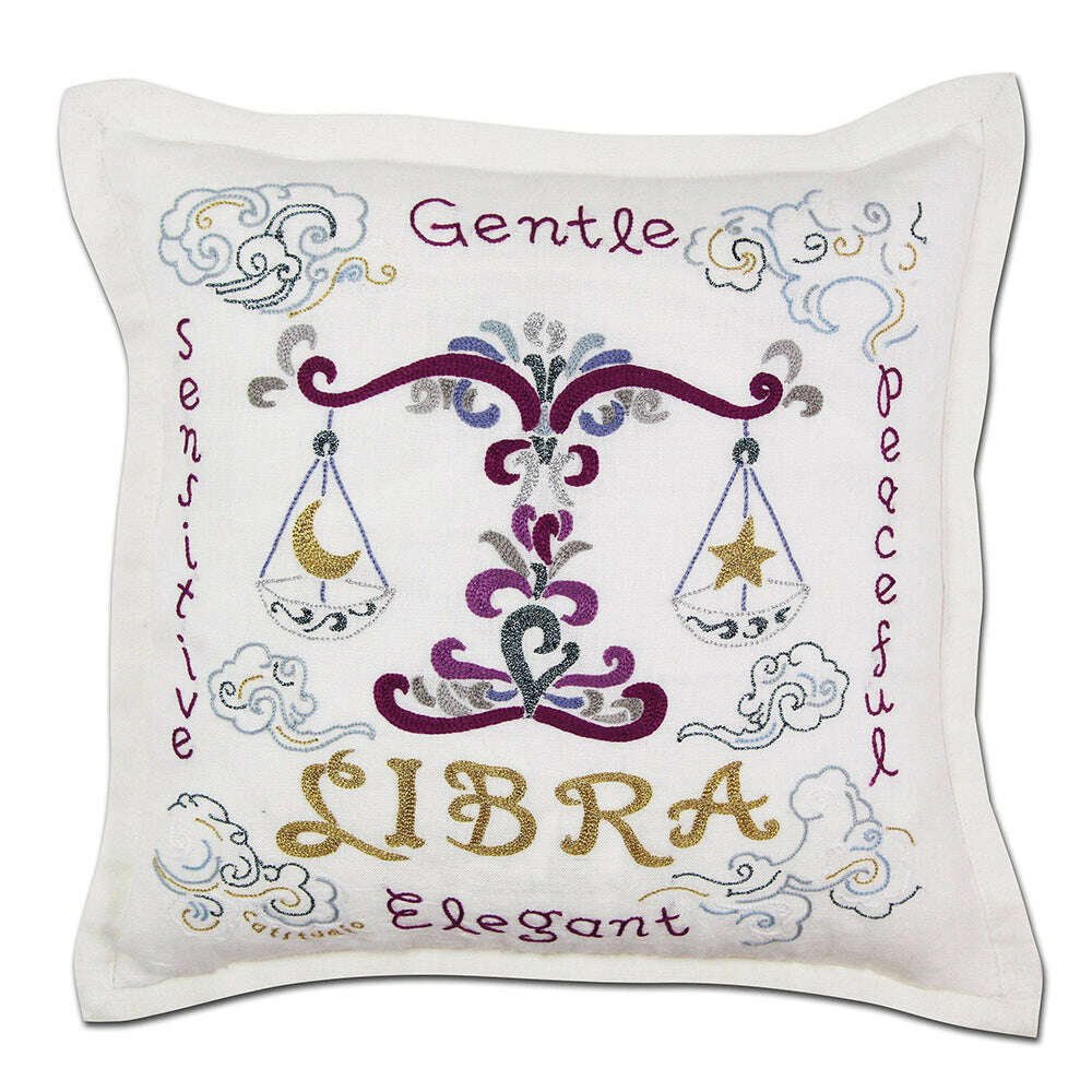 Libra Astrology Hand-Embroidered Pillow by Cat Studio - Che Cose Belle