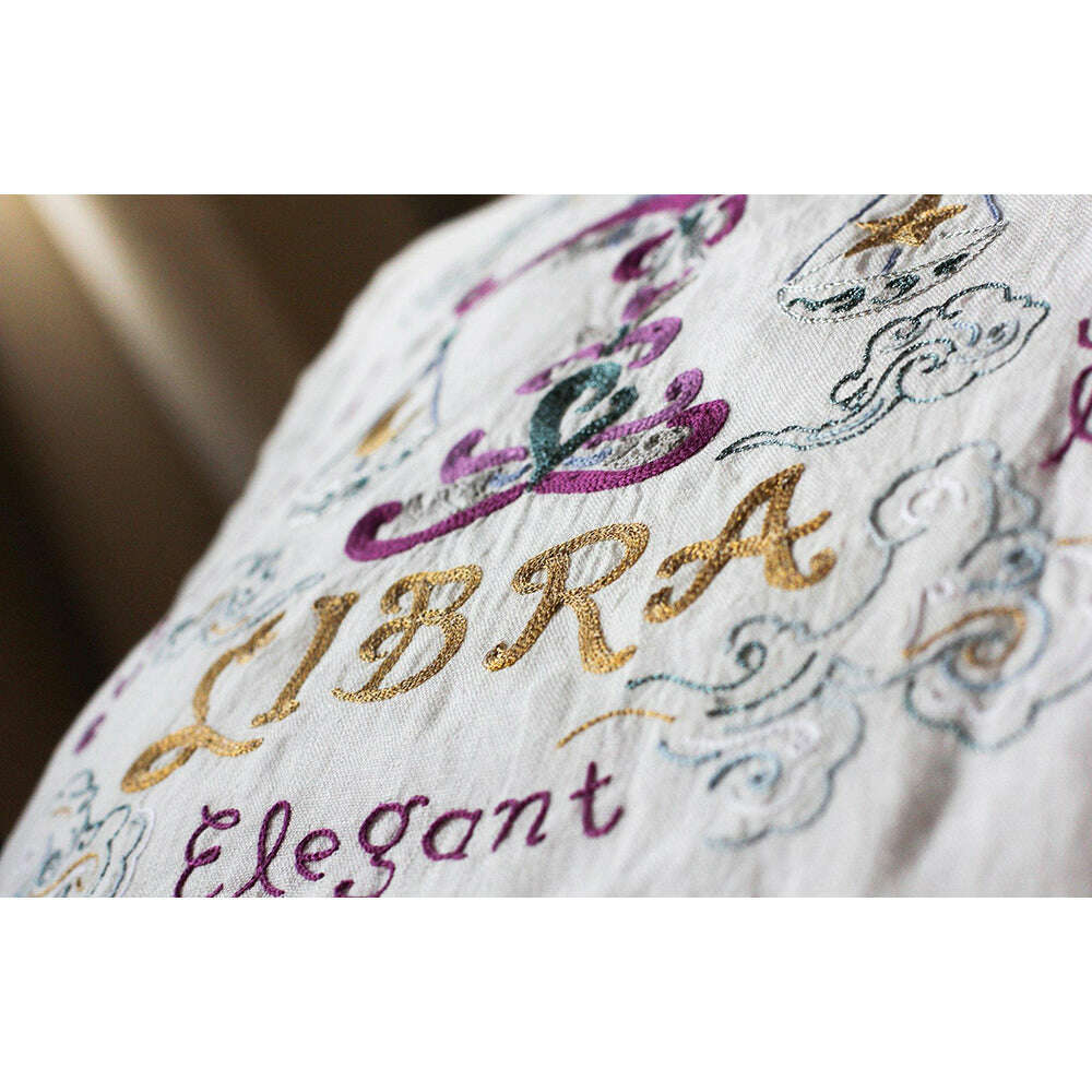 Libra Astrology Hand-Embroidered Pillow by Cat Studio - Che Cose Belle