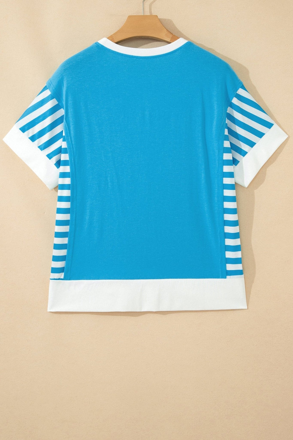 Light Blue Flag Print Patchwork Colorblock July 4th T Shirt - Che Cose Belle