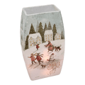 Lighted Glass Vase - Magical Winterland - Three Houses - 7¾ Inches tall - Che Cose Belle