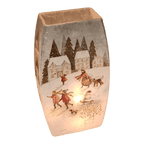 Lighted Glass Vase - Magical Winterland - Three Houses - 7¾ Inches tall - Che Cose Belle