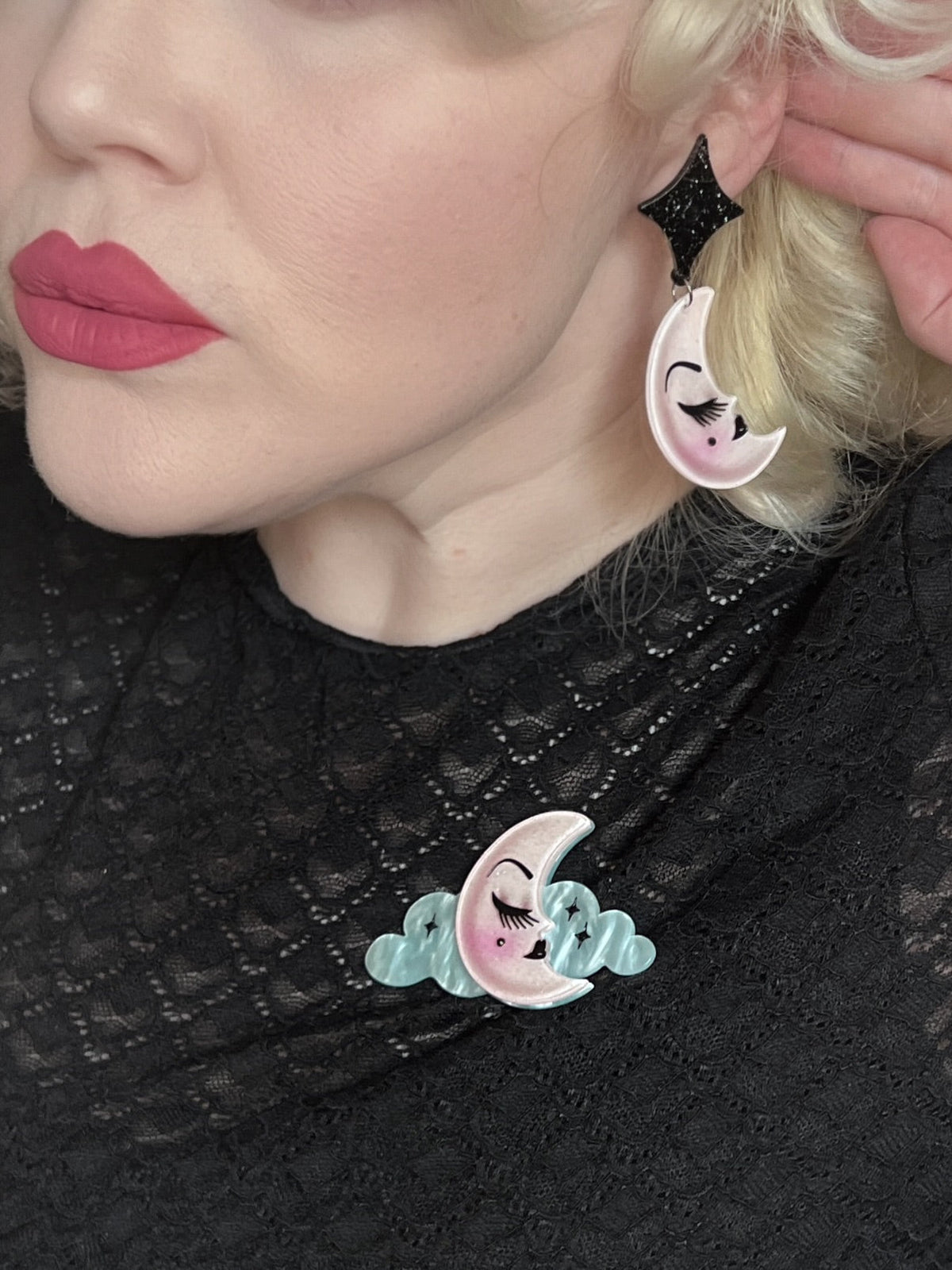 Lil Luna Lullaby Earrings by Miss Fluff x Lipstick & Chrome - Che Cose Belle
