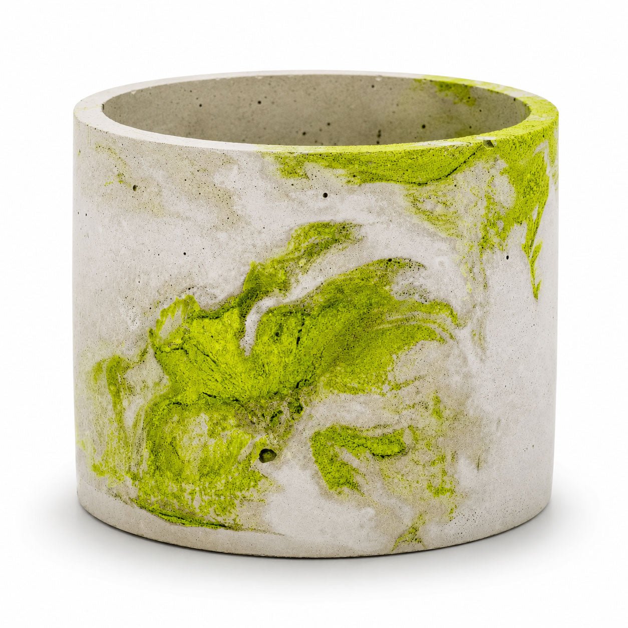 Lime & Gray Concrete Flower Pot | 6" x 4.75" x 4.75" | Color Crete Creations - Che Cose Belle