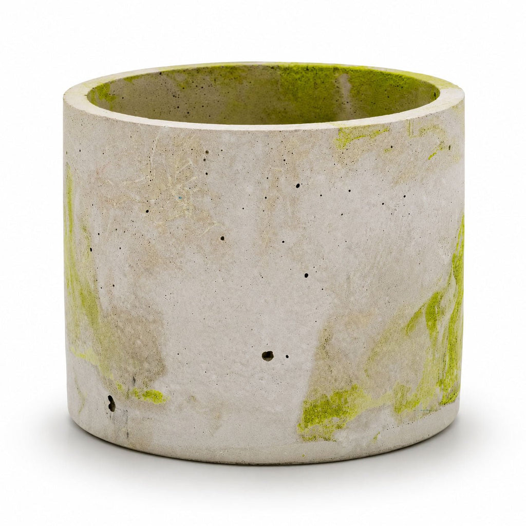 Lime & Gray Concrete Flower Pot | 6" x 4.75" x 4.75" | Color Crete Creations - Che Cose Belle