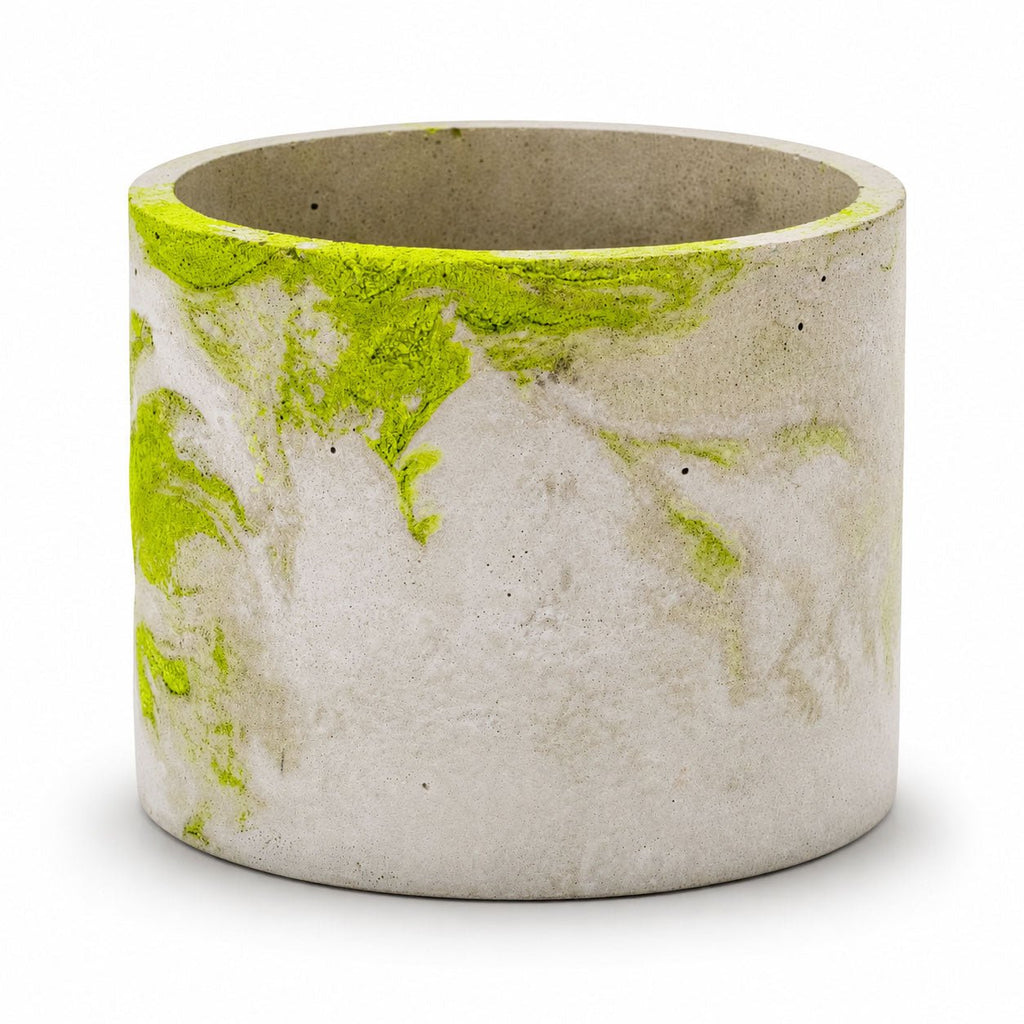 Lime & Gray Concrete Flower Pot | 6" x 4.75" x 4.75" | Color Crete Creations - Che Cose Belle