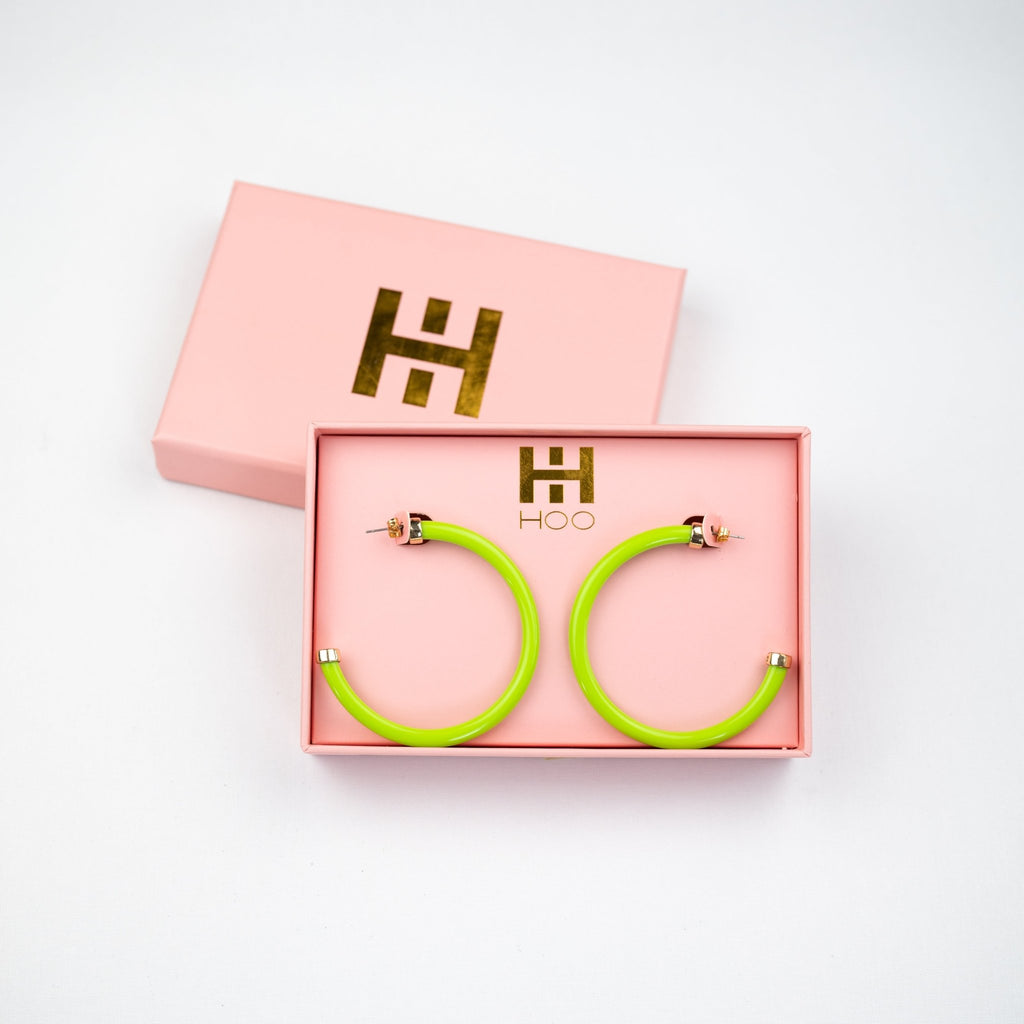 Lime Green Hoop Earrings - Che Cose Belle