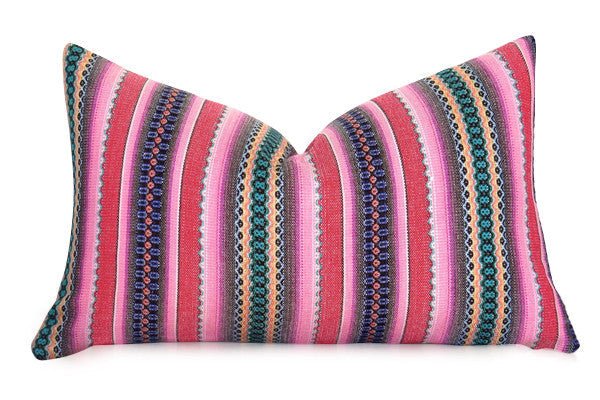 LIMITED 003 - Peruvian Stripe Pillow Cover - Pink and Green - Che Cose Belle