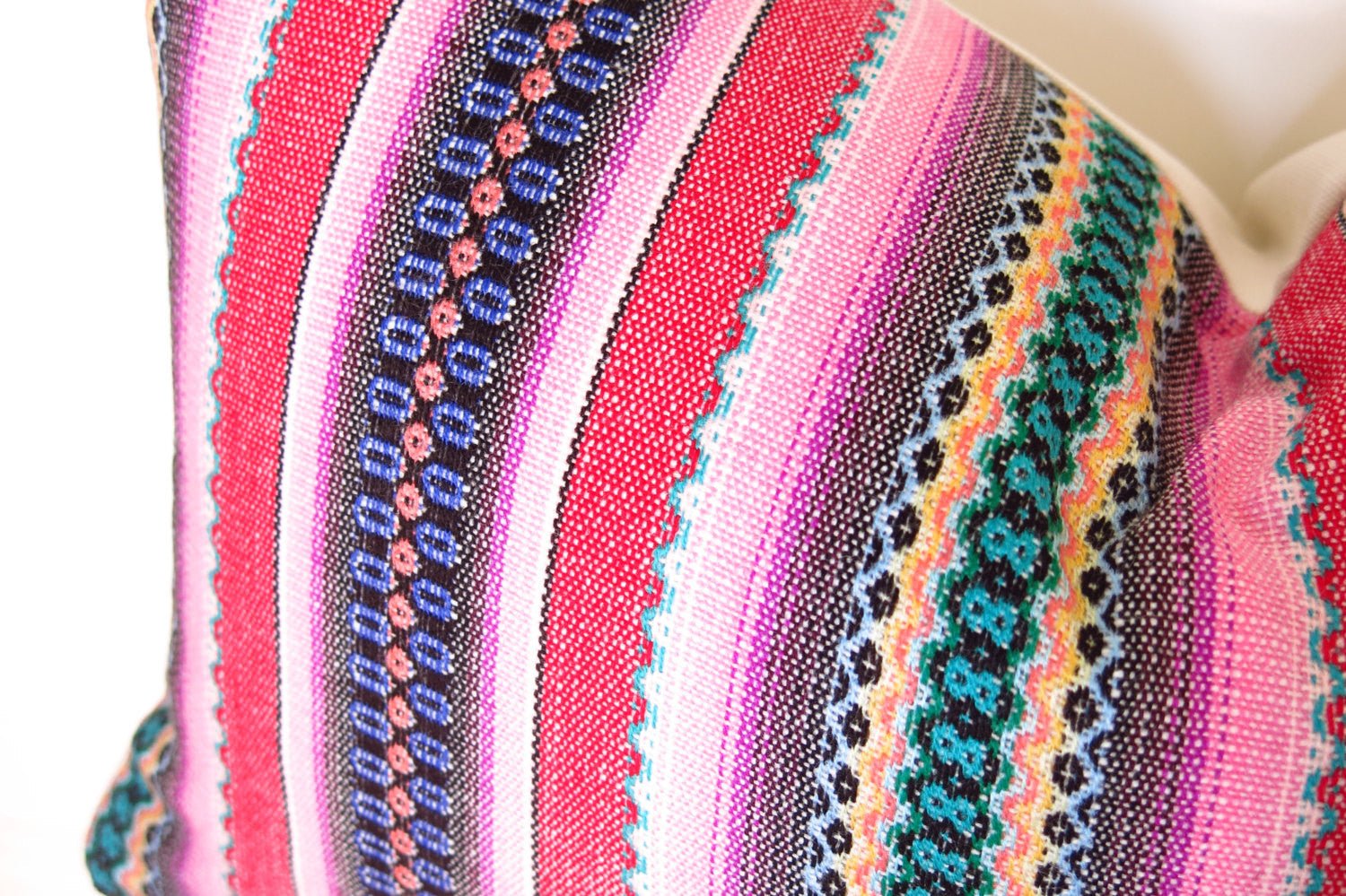 LIMITED 003 - Peruvian Stripe Pillow Cover - Pink and Green - Che Cose Belle