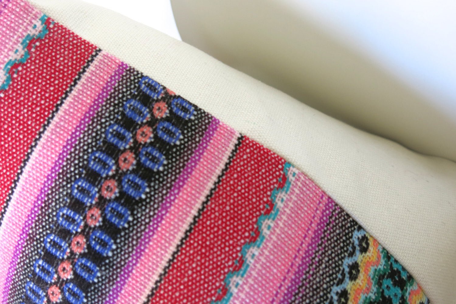 LIMITED 003 - Peruvian Stripe Pillow Cover - Pink and Green - Che Cose Belle