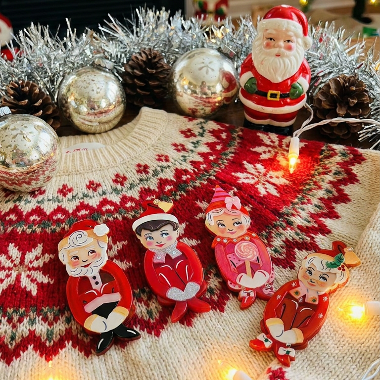 Mr. Kitschmas KneeHugger Brooch by 50's Vintage Dame x Lipstick & Chrome