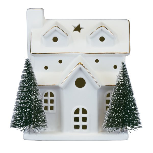 Lit Ceramic House With Trees - Che Cose Belle