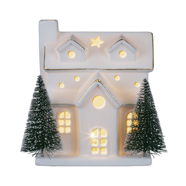 Lit Ceramic House With Trees - Che Cose Belle