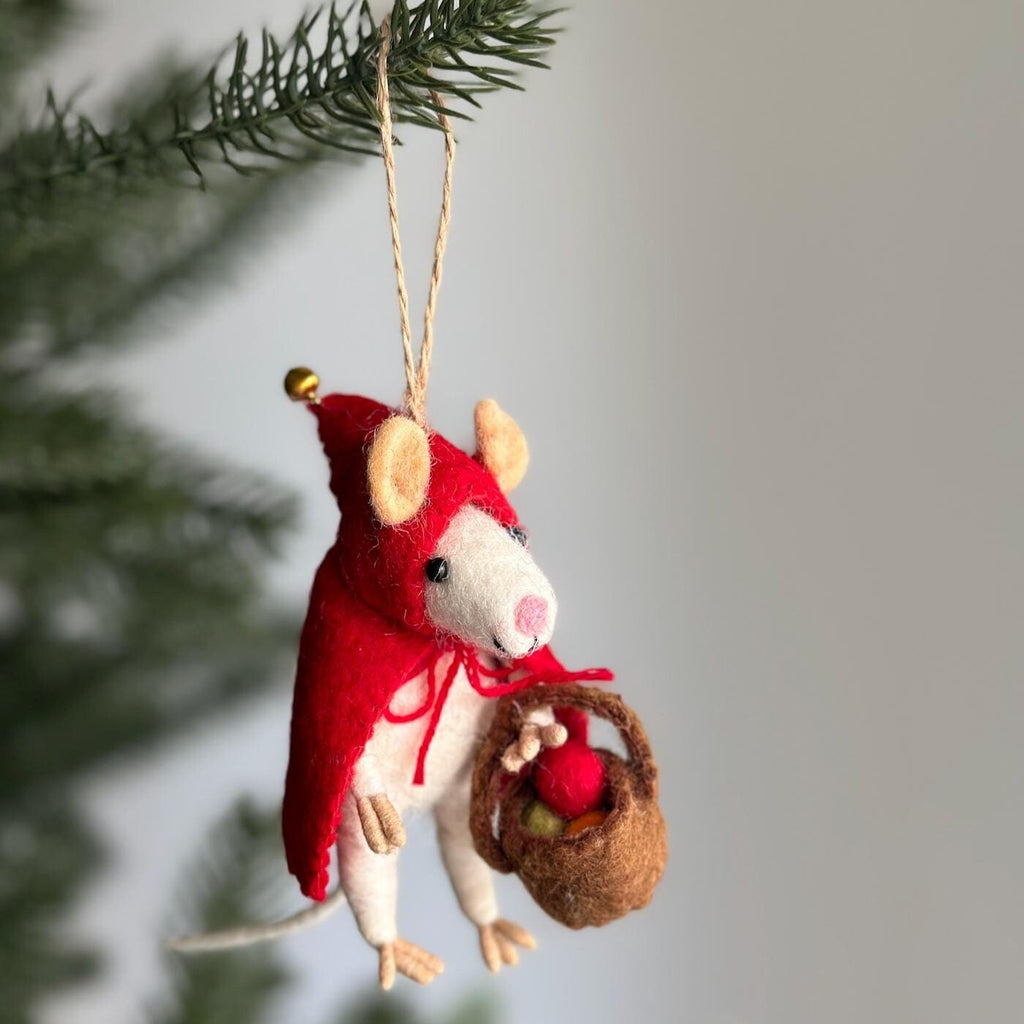 Little Red Mouse-ette Felt Ornament Ornament - Che Cose Belle