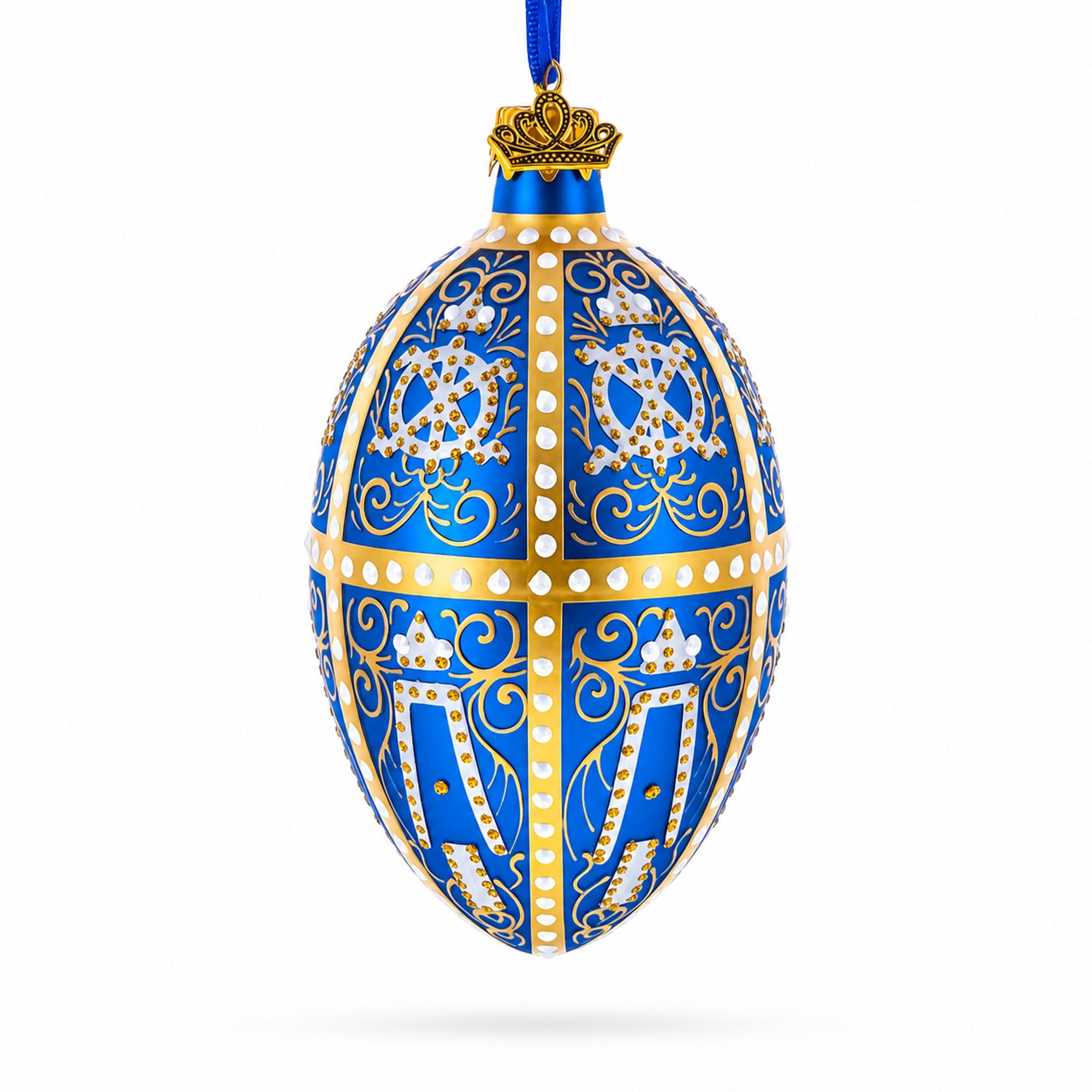 1896 Twelve Monograms Royal Glass Egg Ornament 4 Inches