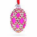 Bejeweled Trellis on Pink Glass Egg Christmas Ornament 4 Inches