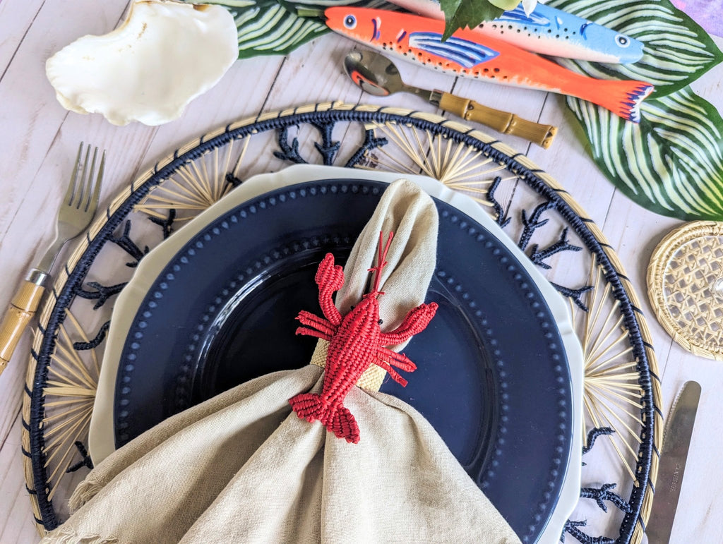 Lobster Handwoven Iraca Napkin Ring - Che Cose Belle