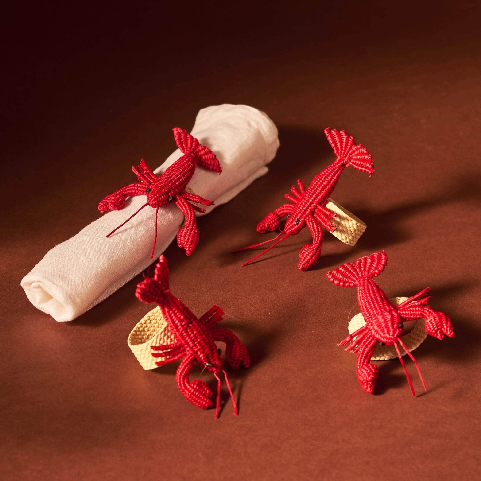 Lobster Handwoven Iraca Napkin Ring - Che Cose Belle