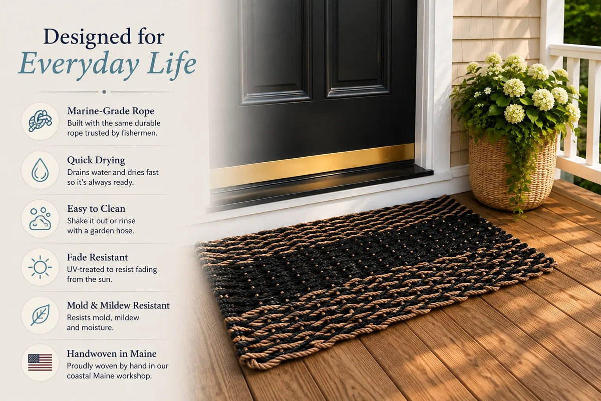 Lobster Rope Mat Navy Blue and Light Gray - Che Cose Belle