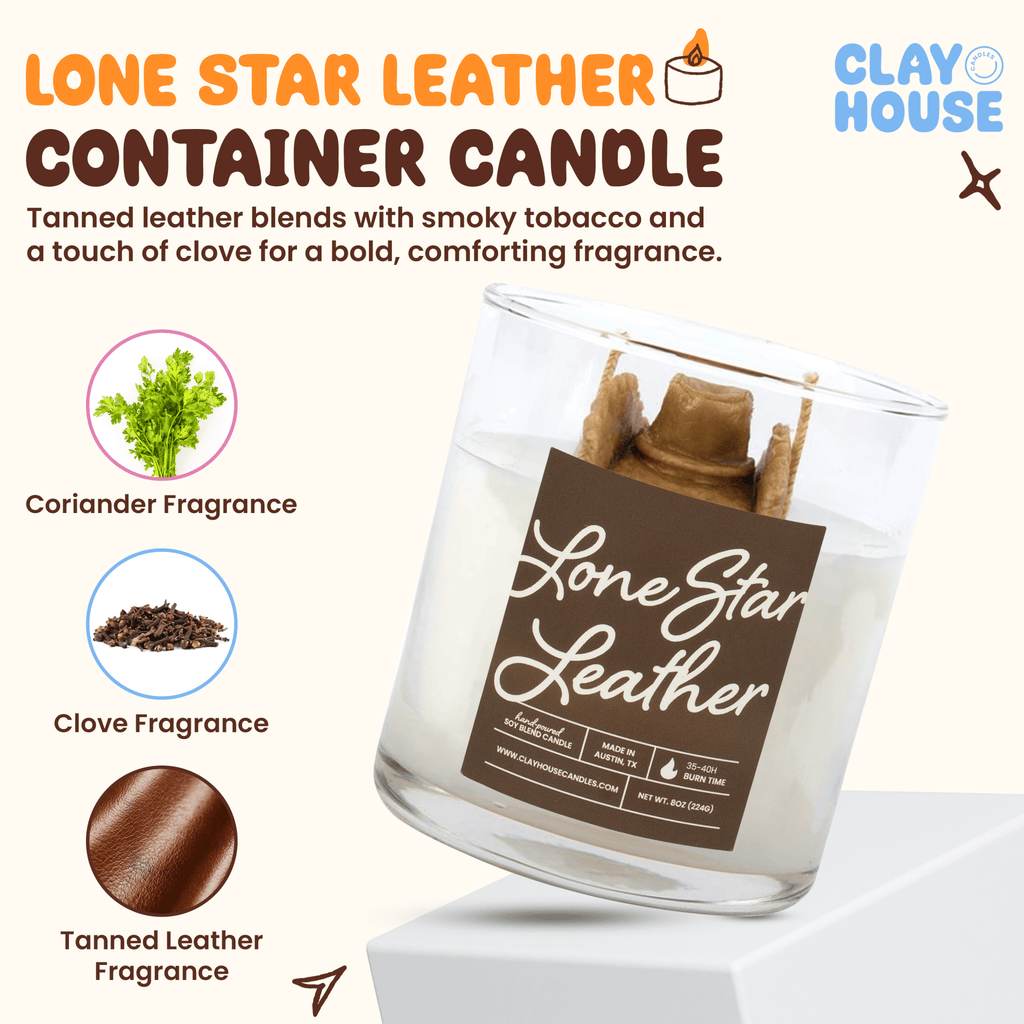 Lone Star Leather Container Candle - Che Cose Belle