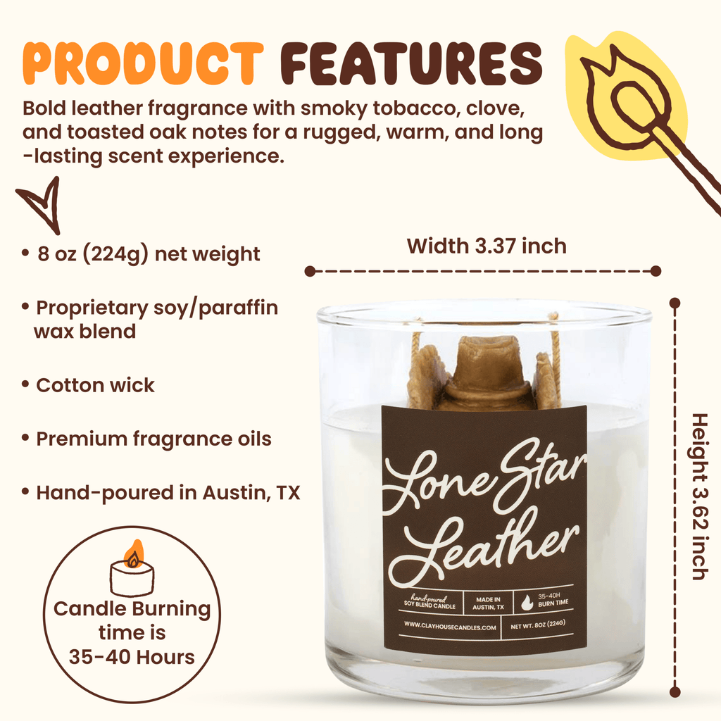Lone Star Leather Container Candle - Che Cose Belle